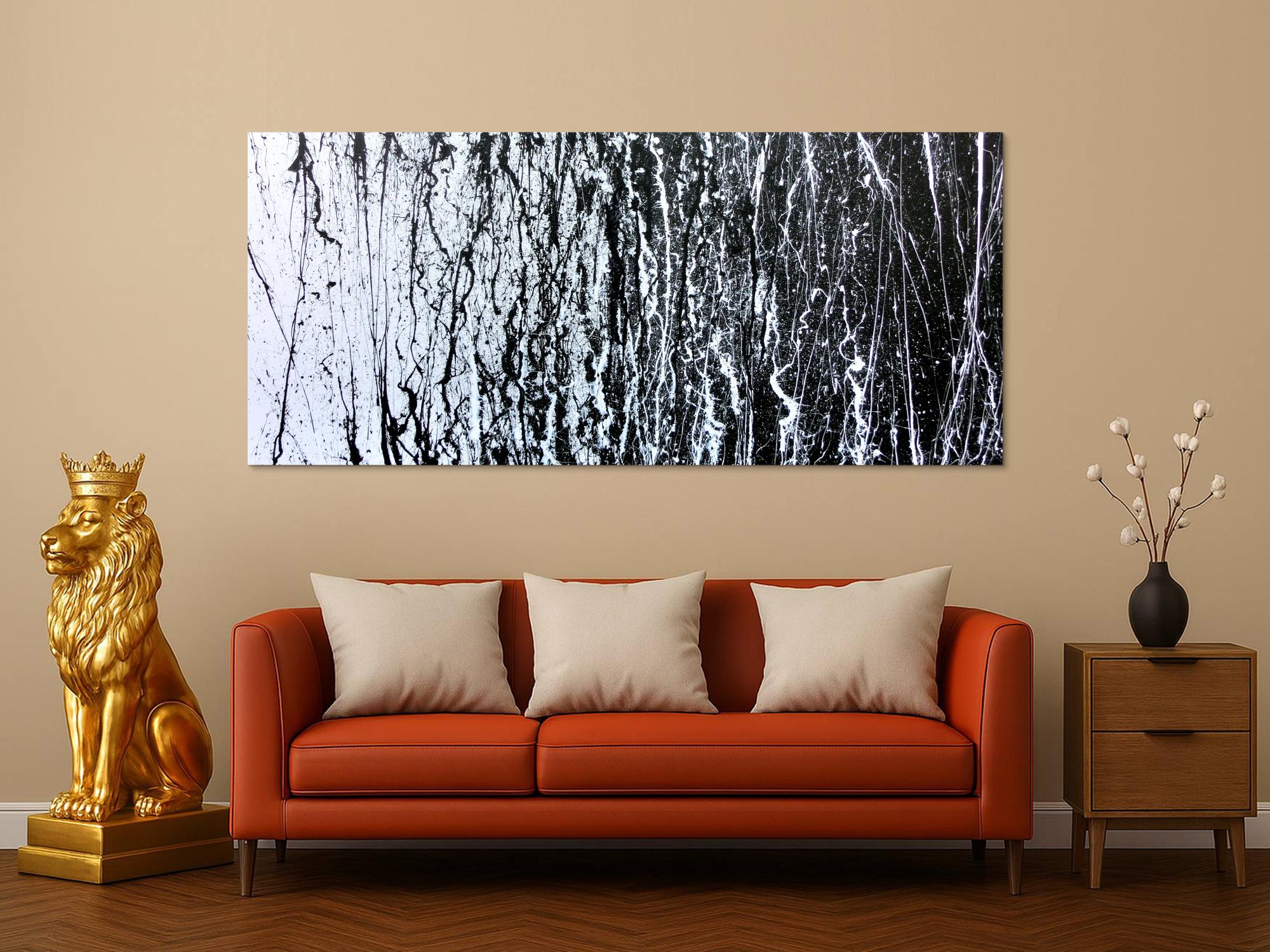 Abstraktes Acrylbild modern schwarz weiß schlicht