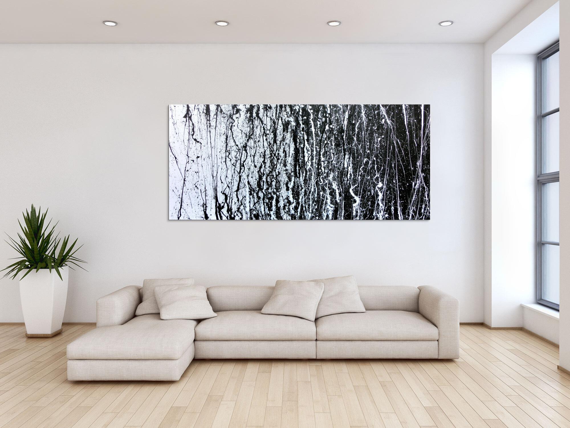 Abstraktes Acrylbild modern schwarz weiß schlicht