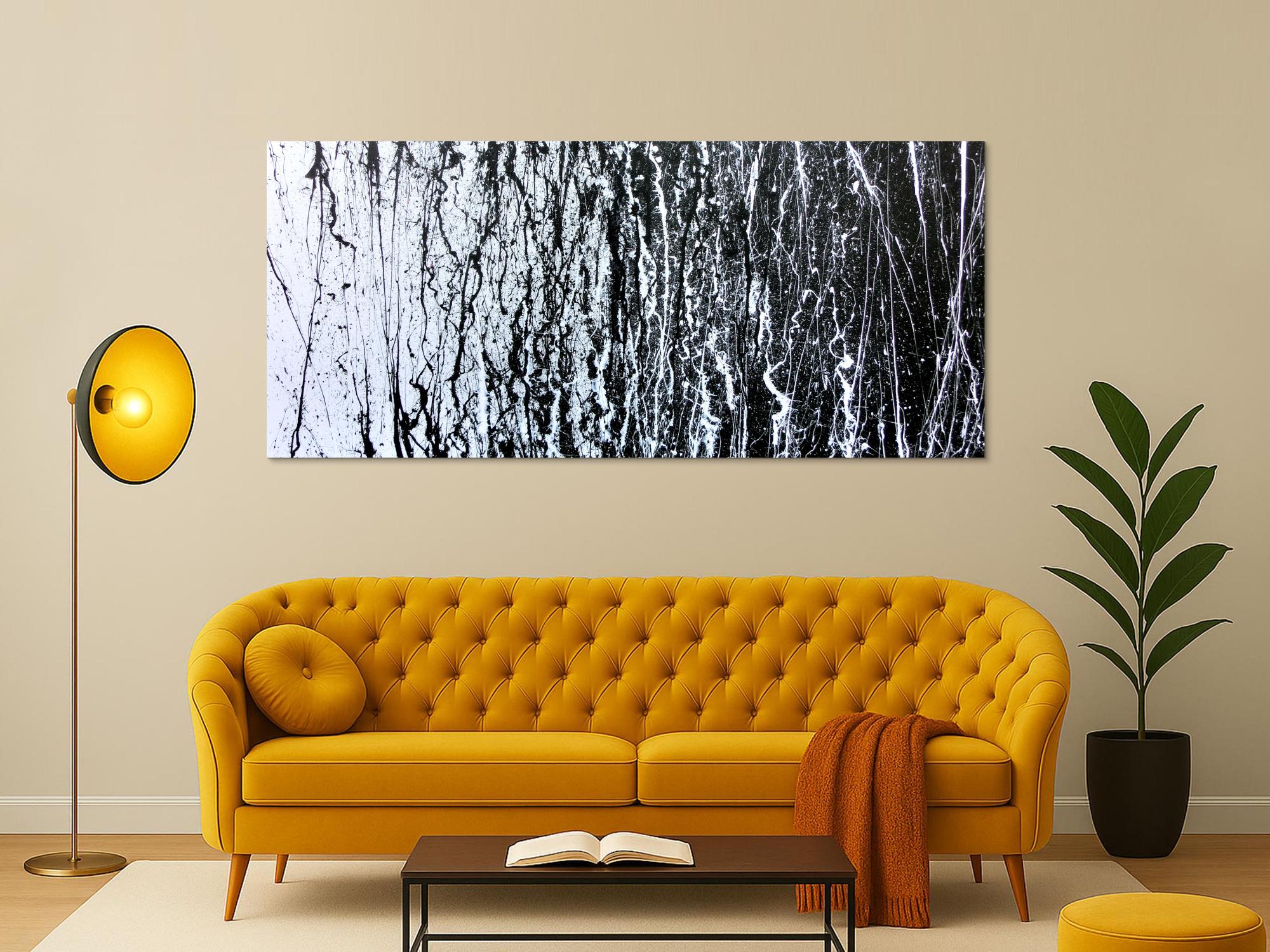 Abstraktes Acrylbild modern schwarz weiß schlicht