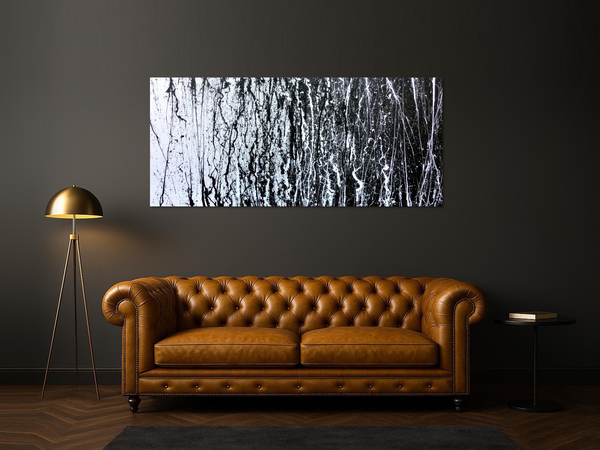 Abstraktes Acrylbild modern schwarz weiß schlicht