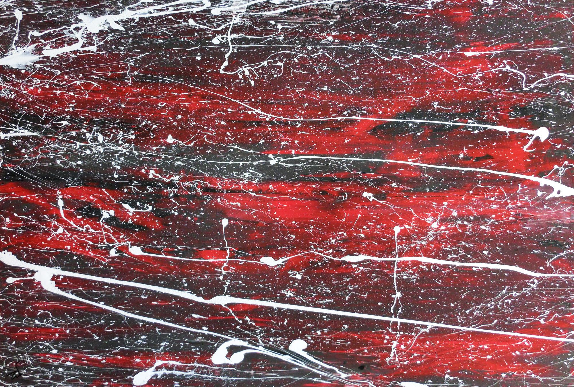 Abstraktes Acrylbild schwarz/rot