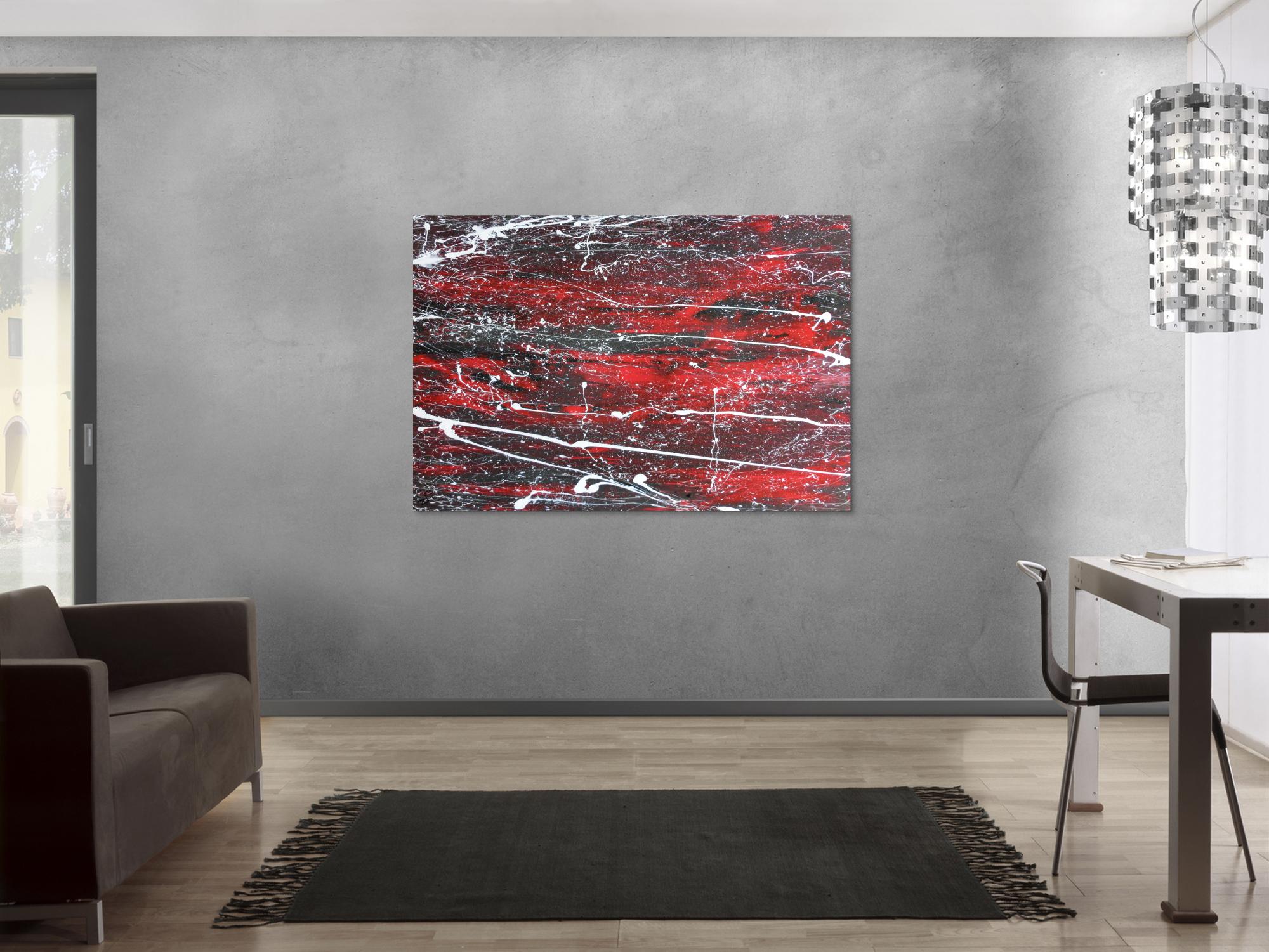 Abstraktes Acrylbild schwarz/rot