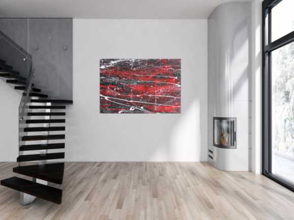 Abstraktes Acrylbild schwarz/rot