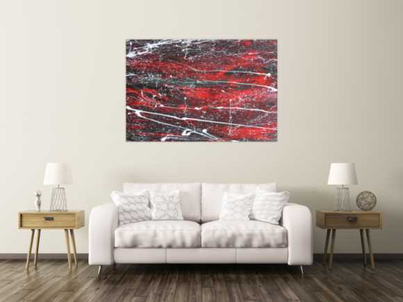 Abstraktes Acrylbild schwarz/rot
