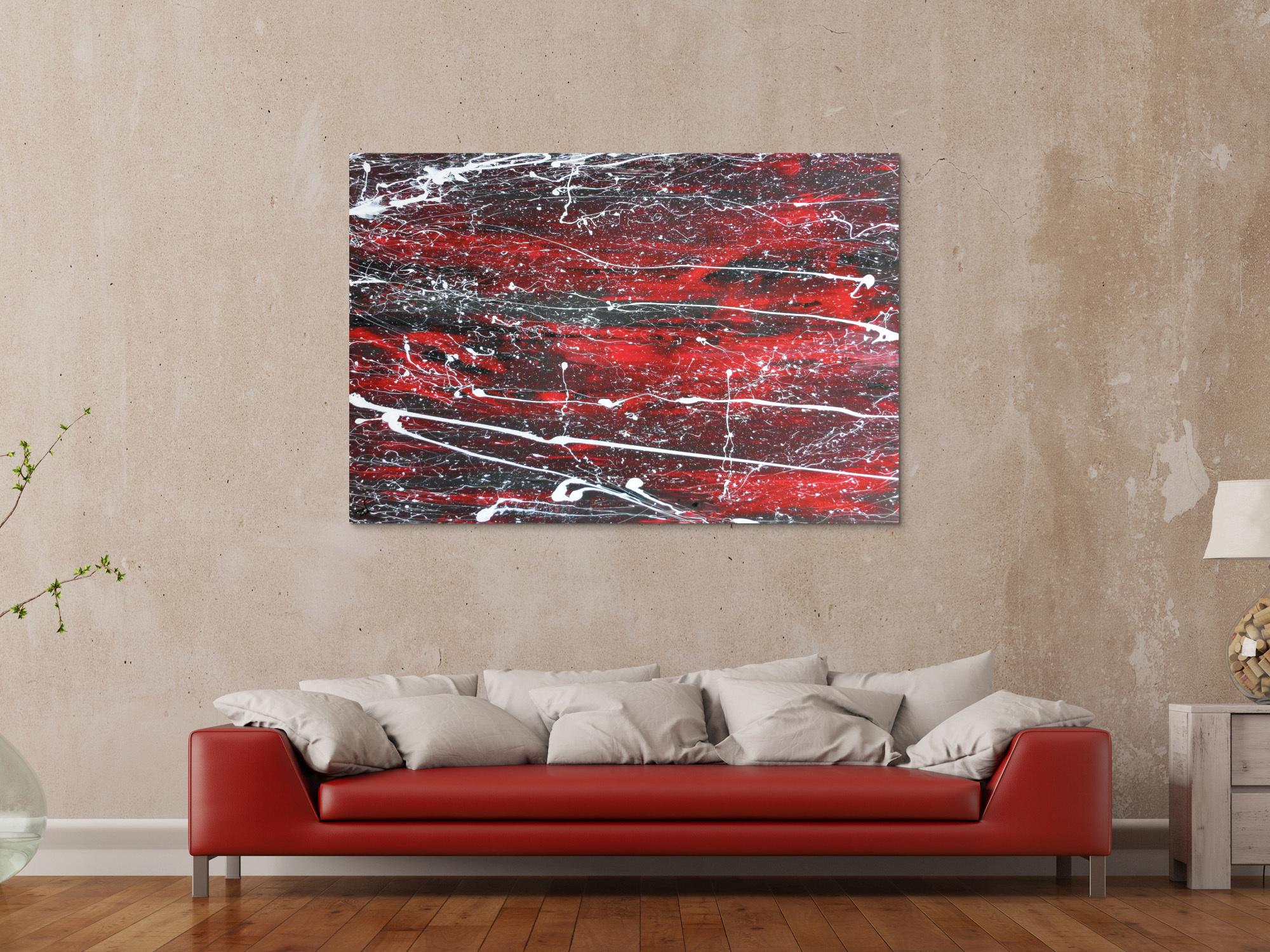 Abstraktes Acrylbild schwarz/rot