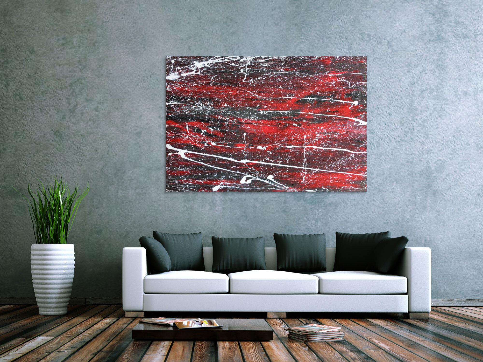 Abstraktes Acrylbild schwarz/rot