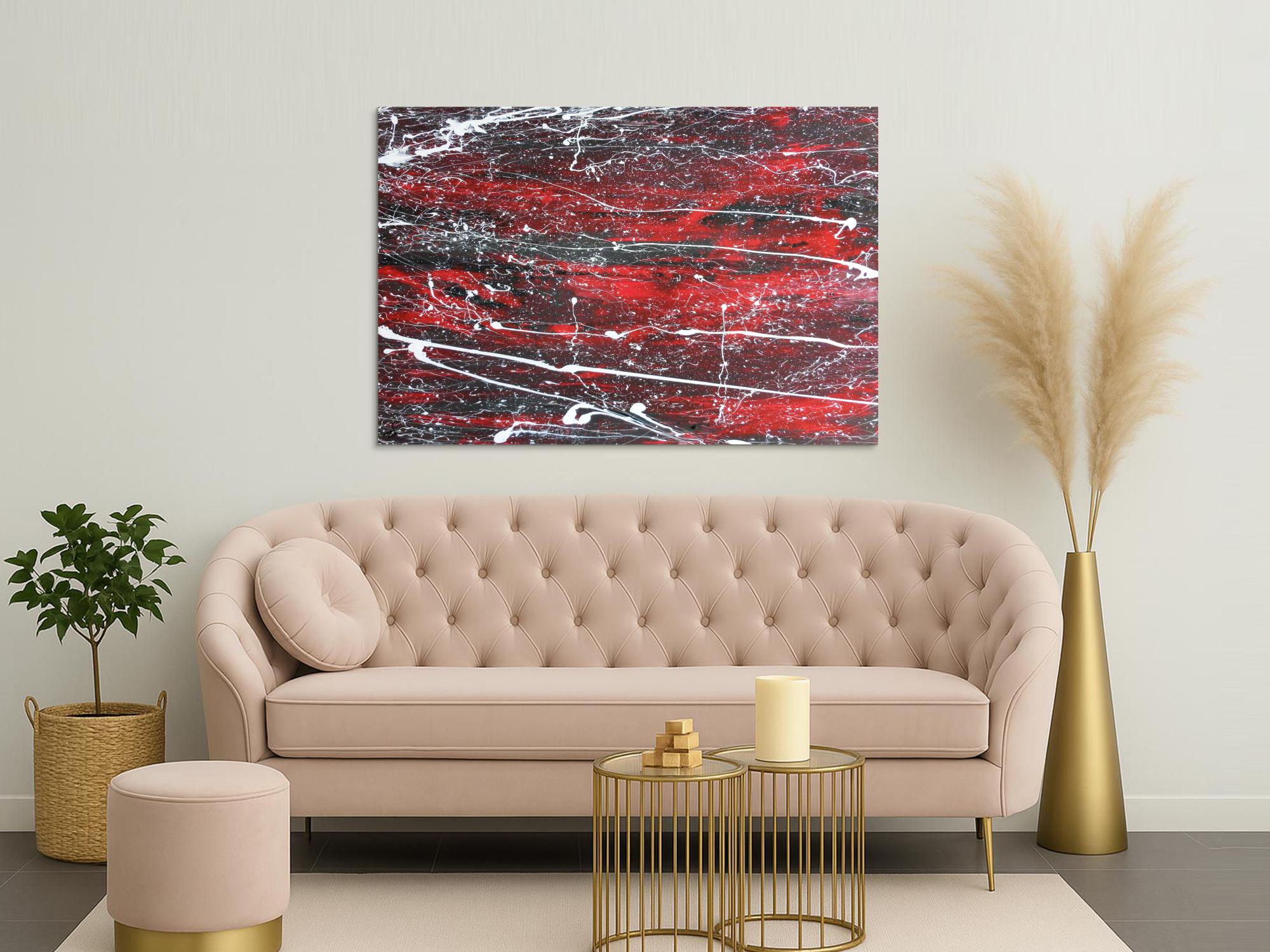 Abstraktes Acrylbild schwarz/rot