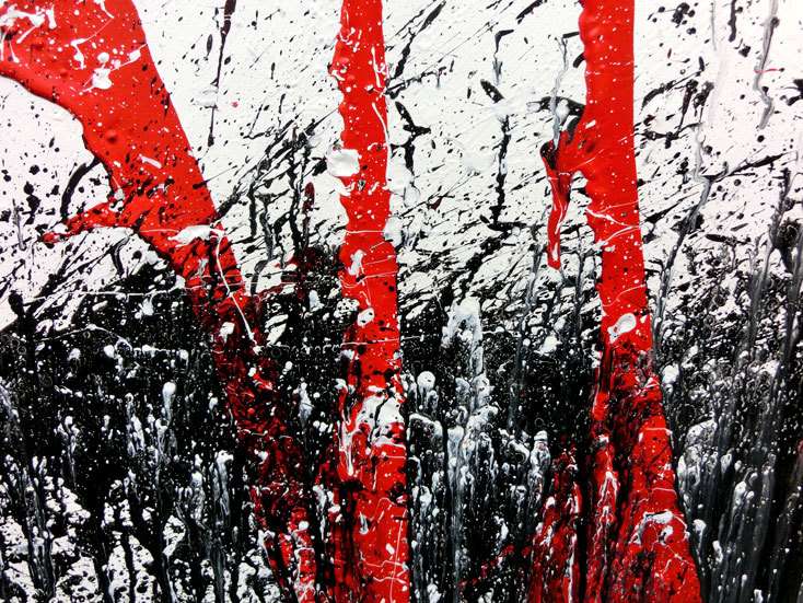 Hochwertige Kunst auf Leinwand Abstraktes Gemälde modern weiß schwarz