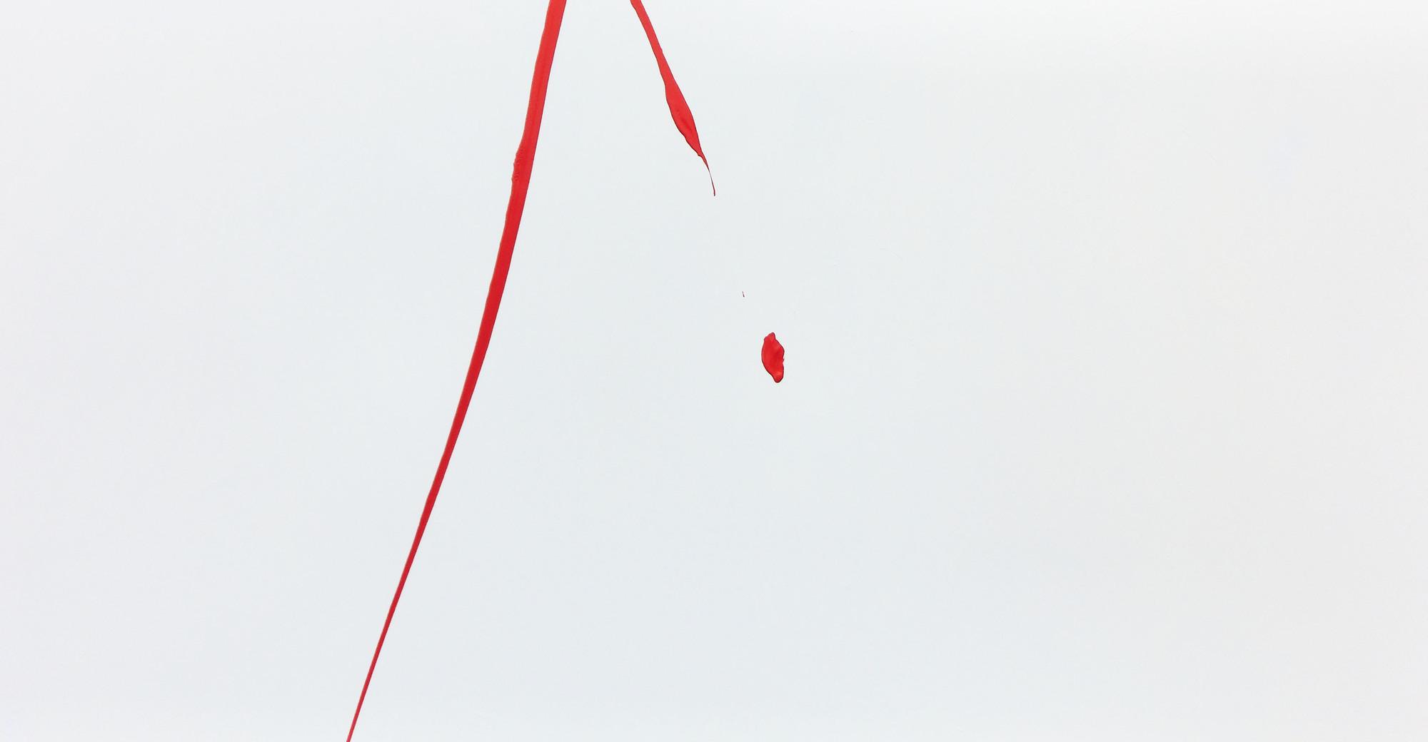 Abstraktes Acrylgemälde weißt rot minimalistisch und modern