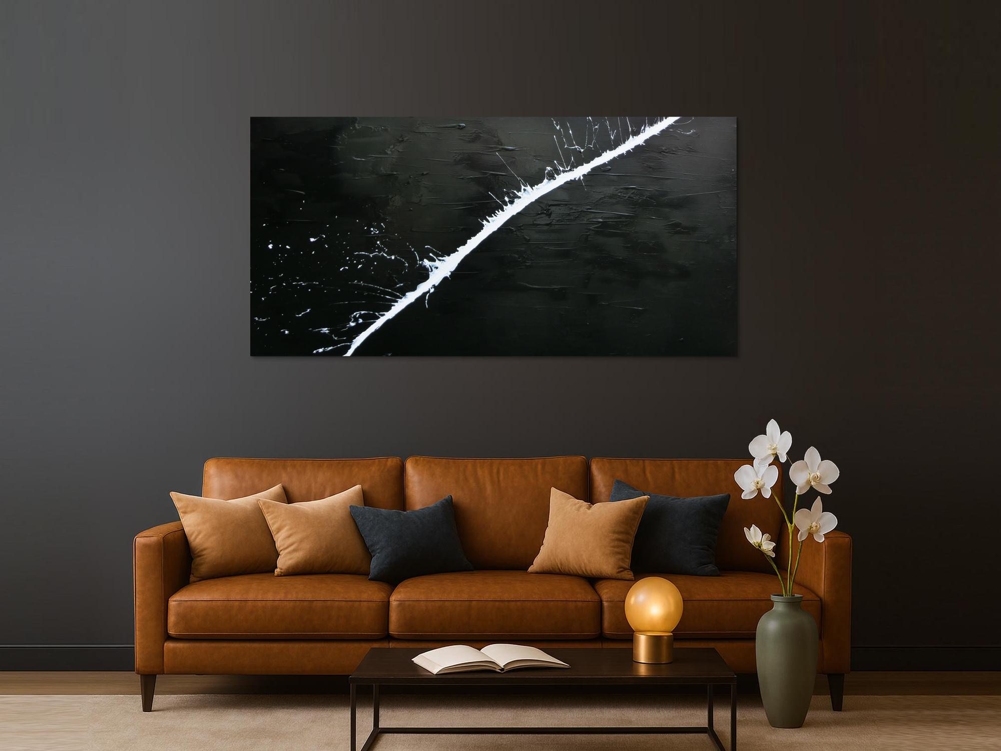 Minimalistisches Acrylgemälde abstrakt moderne Kunst schwarz weiß