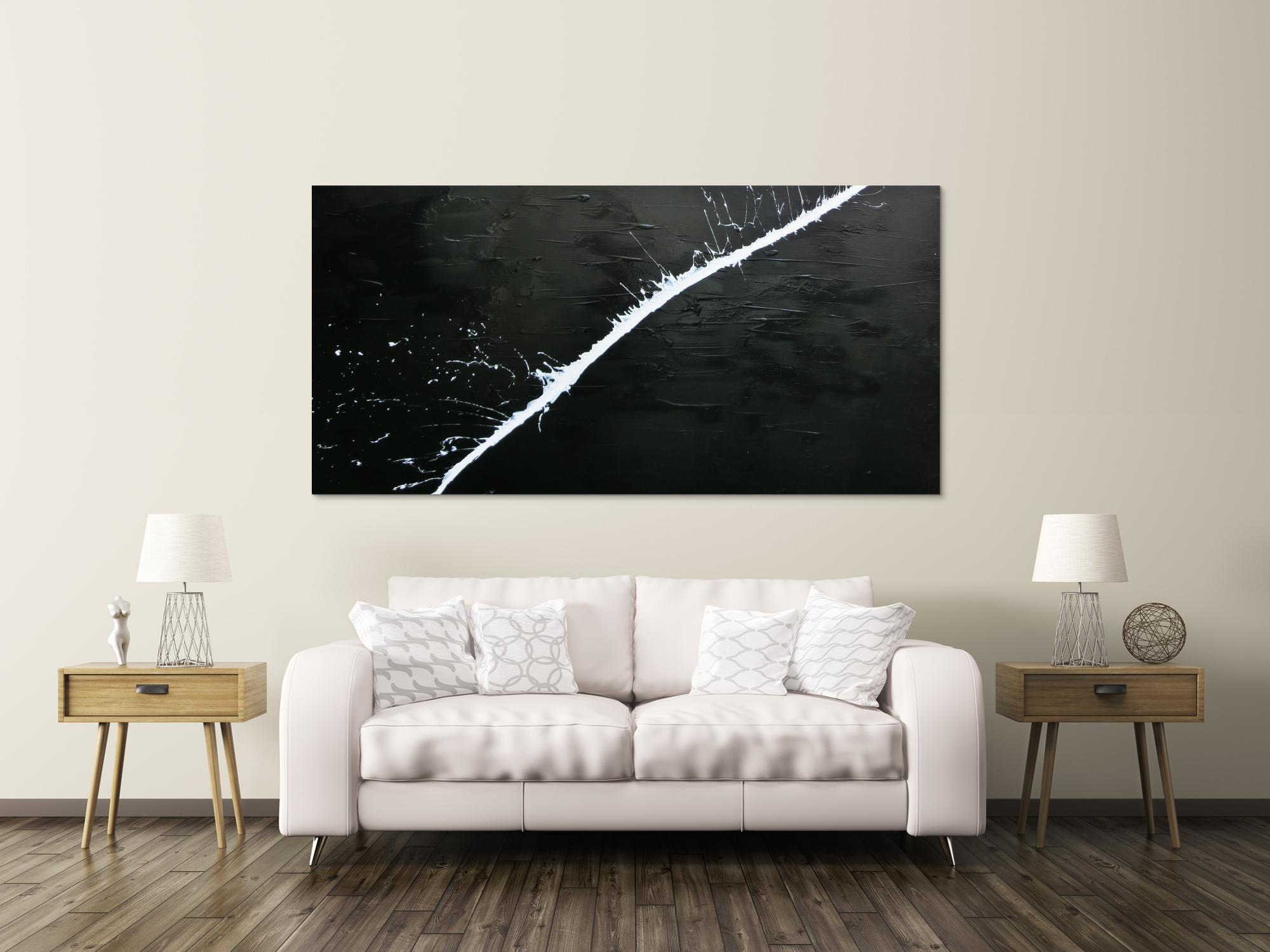 Minimalistisches Acrylgemälde abstrakt moderne Kunst schwarz weiß