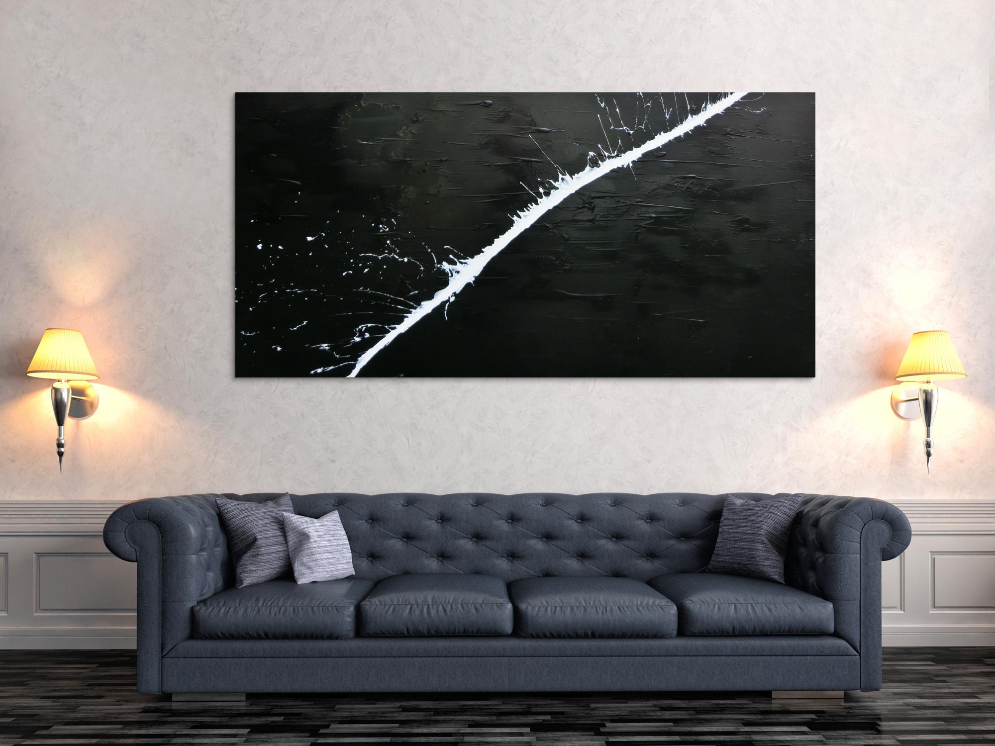 Minimalistisches Acrylgemälde abstrakt moderne Kunst schwarz weiß