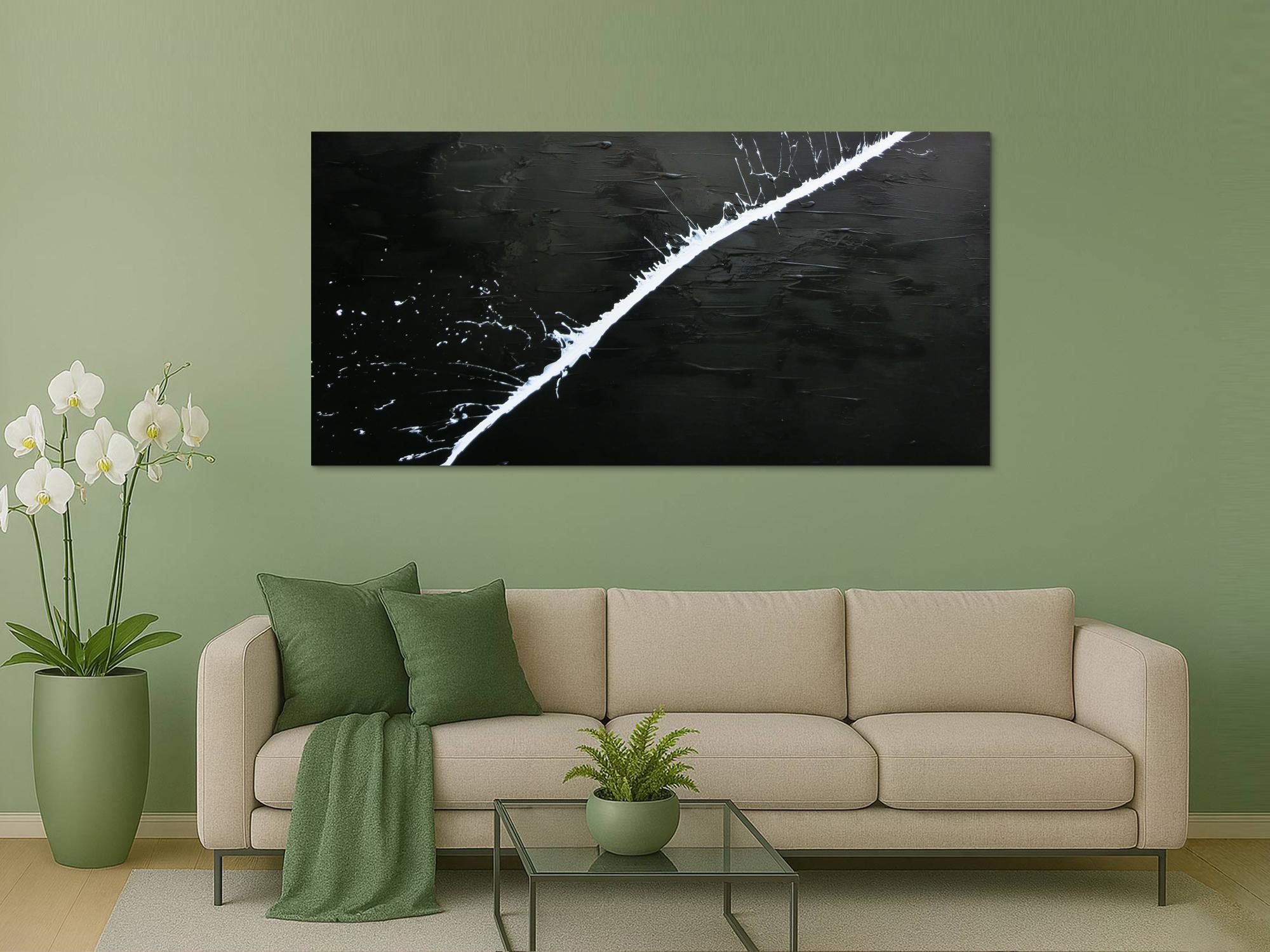 Minimalistisches Acrylgemälde abstrakt moderne Kunst schwarz weiß