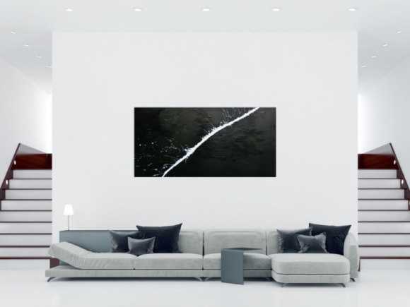 Minimalistisches Acrylgemälde abstrakt moderne Kunst schwarz weiß