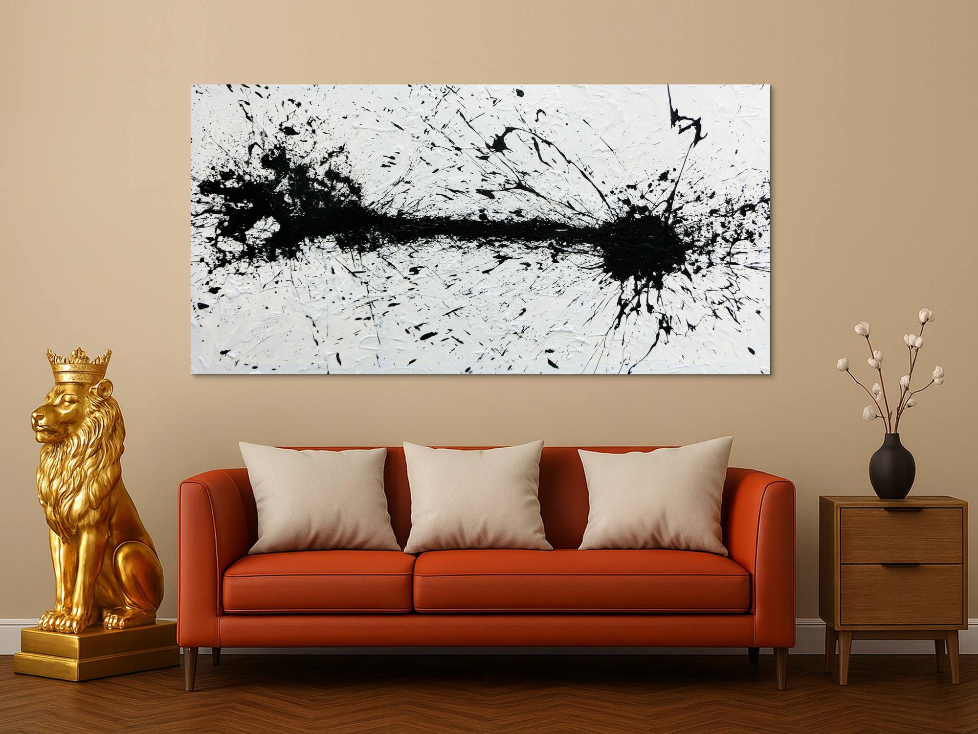 Abstraktes Acrylgemälde moderne Kunst in schwarz weiß