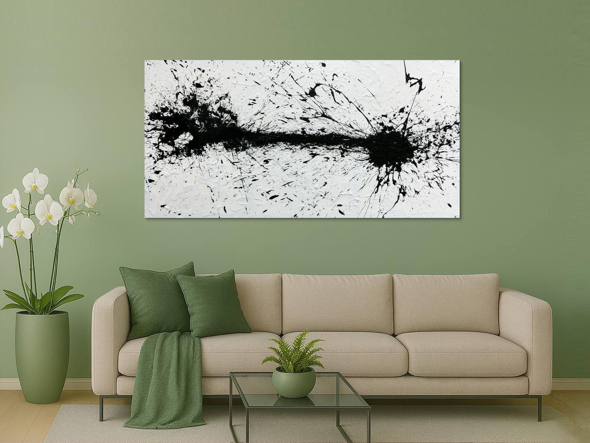 Abstraktes Acrylgemälde moderne Kunst in schwarz weiß