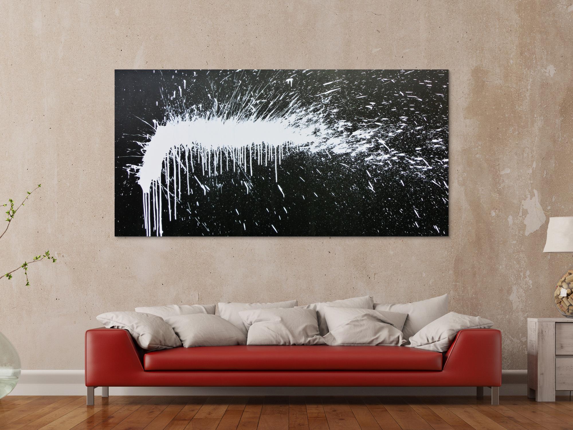 Modernes Acrylbild abstrakt schwarz weiß Modern Art