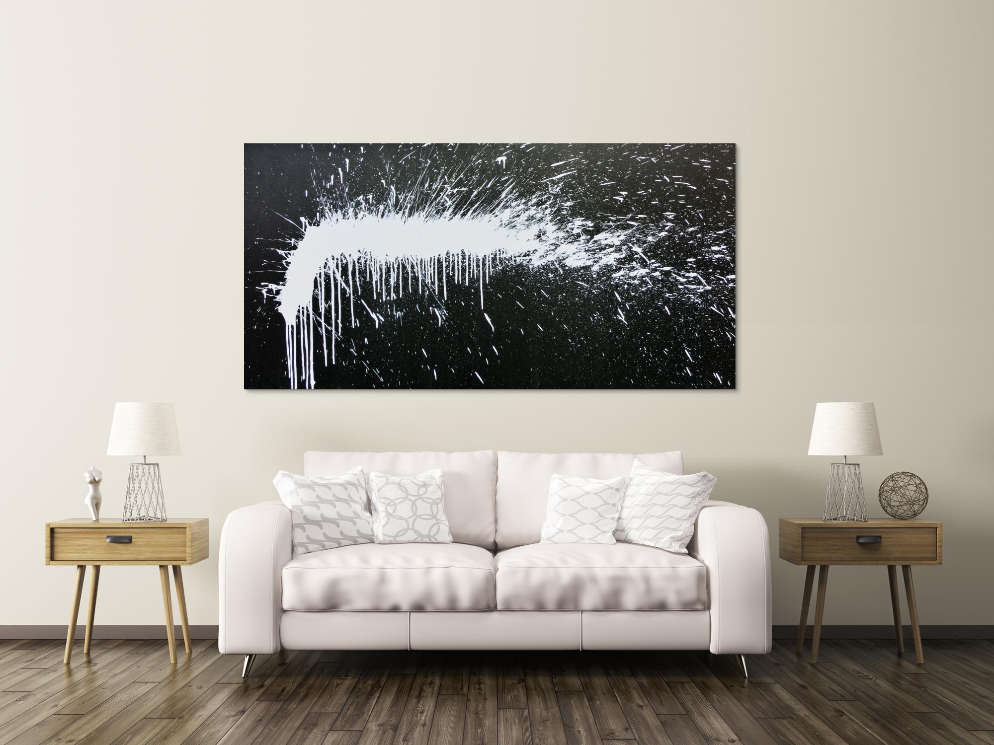 Modernes Acrylbild abstrakt schwarz weiß Modern Art