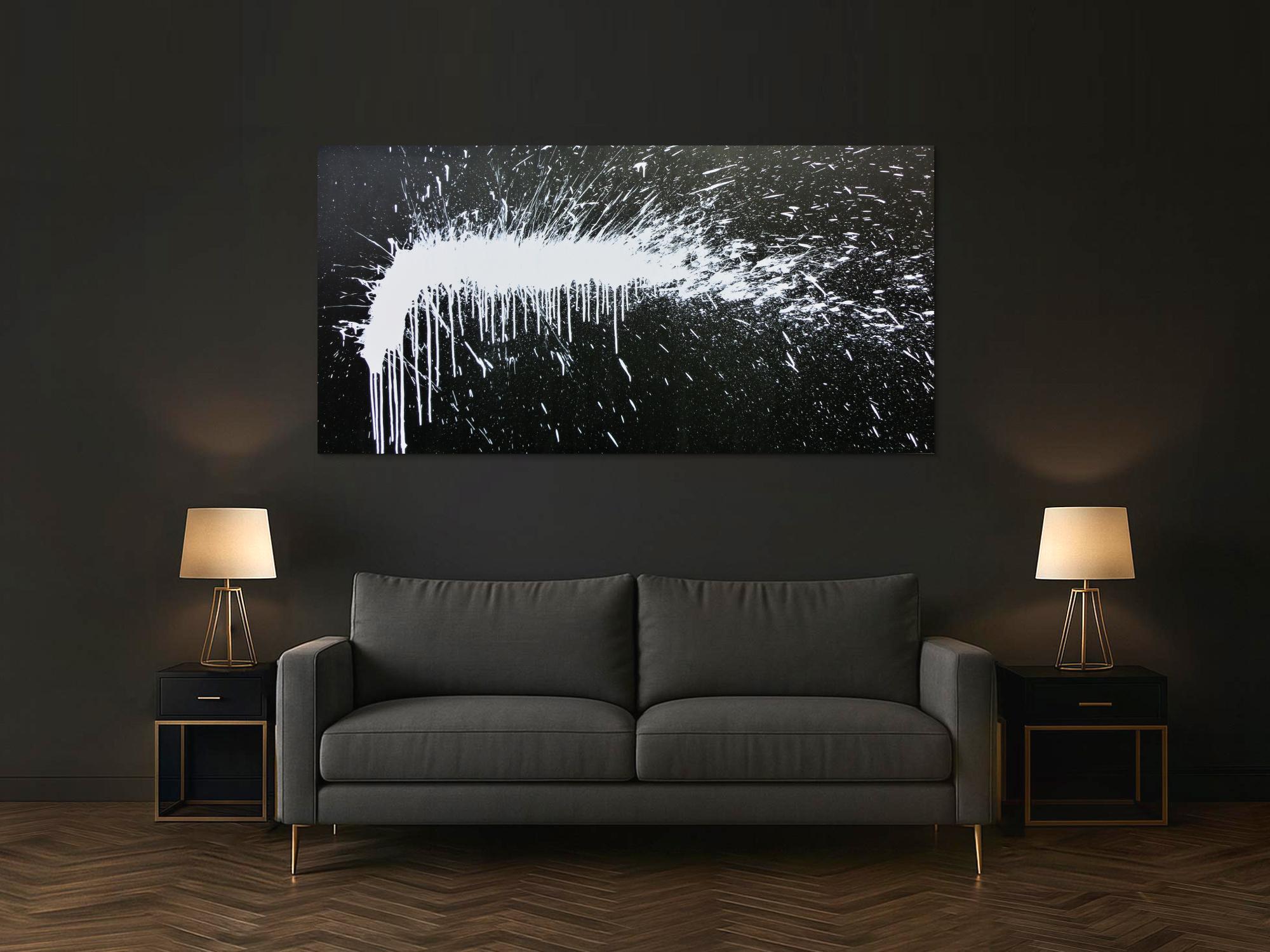 Modernes Acrylbild abstrakt schwarz weiß Modern Art