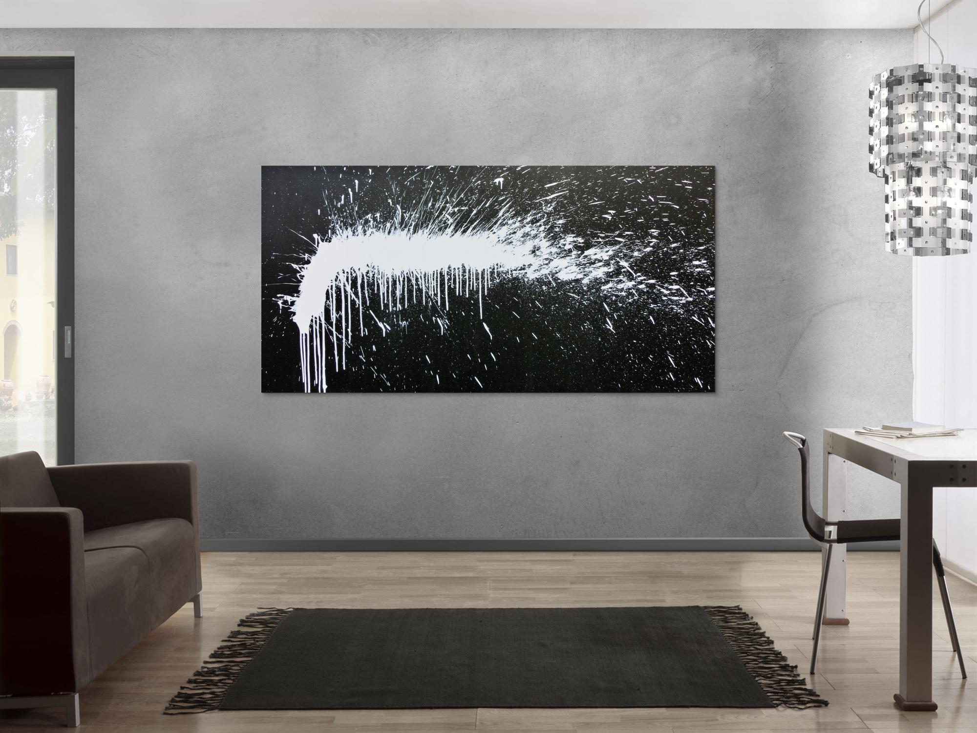 Modernes Acrylbild abstrakt schwarz weiß Modern Art