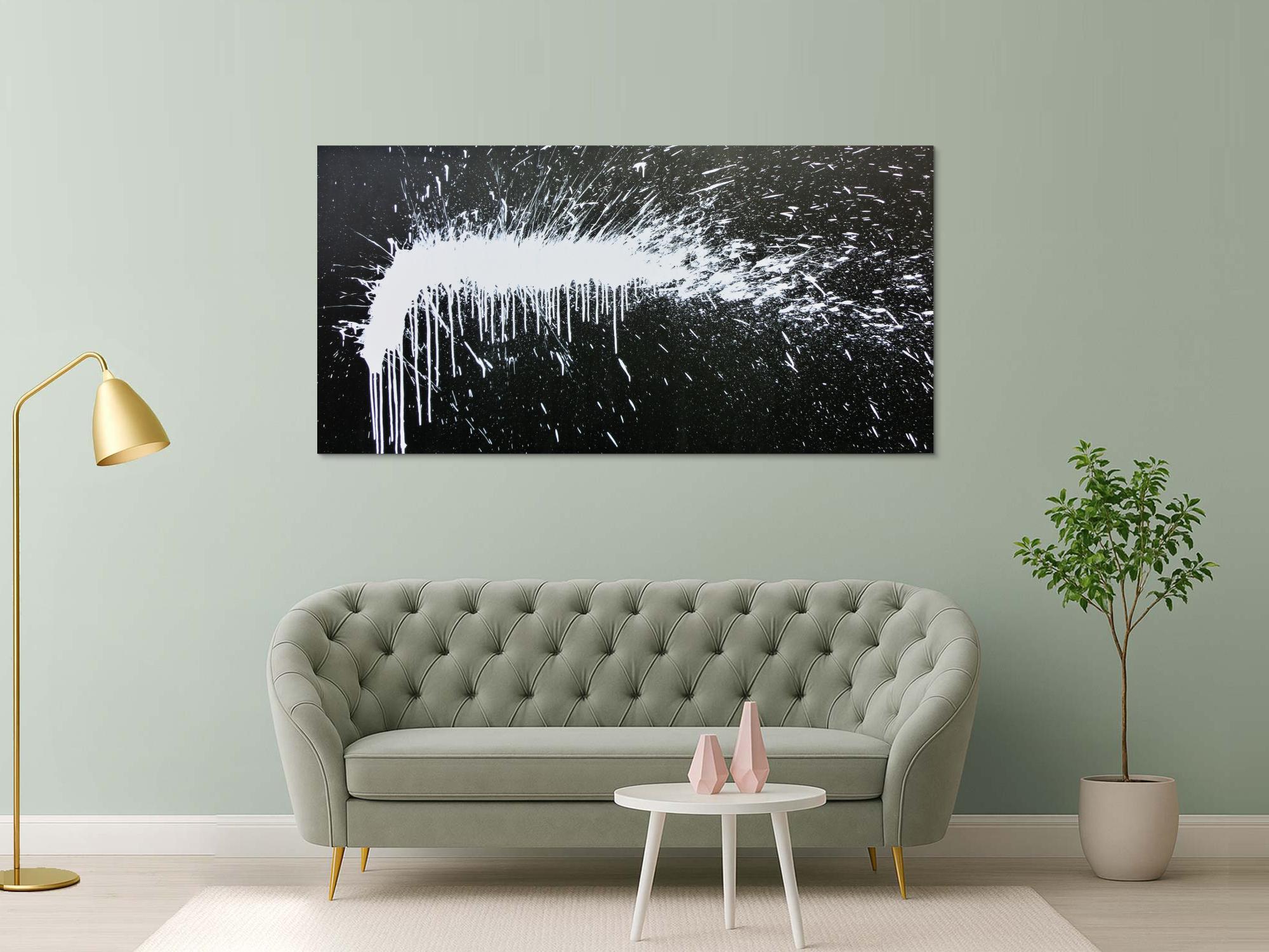 Modernes Acrylbild abstrakt schwarz weiß Modern Art