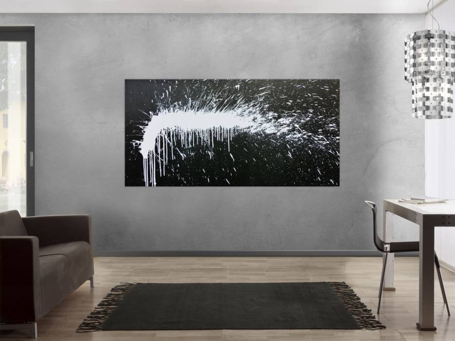 Hochwertige Kunst auf Leinwand Modernes Acrylbild abstrakt schwarz weiß