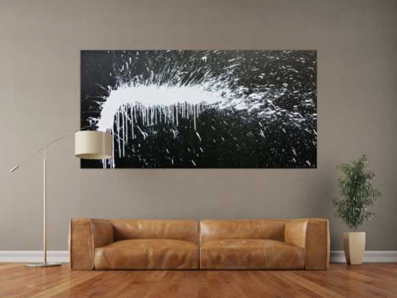 Modernes Acrylbild abstrakt schwarz weiß Modern Art