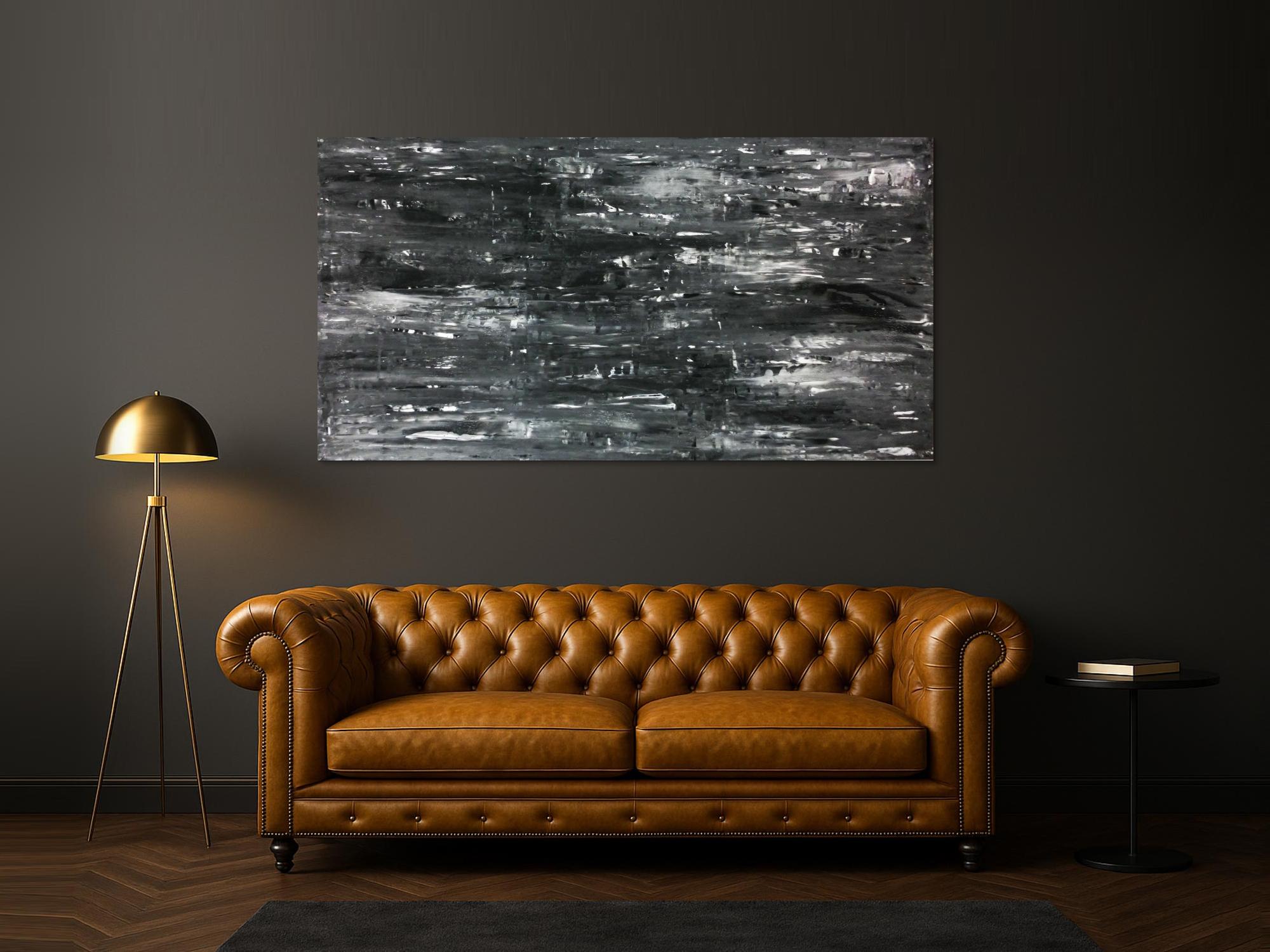 Schwarz weißes Acrylbild abstrakt