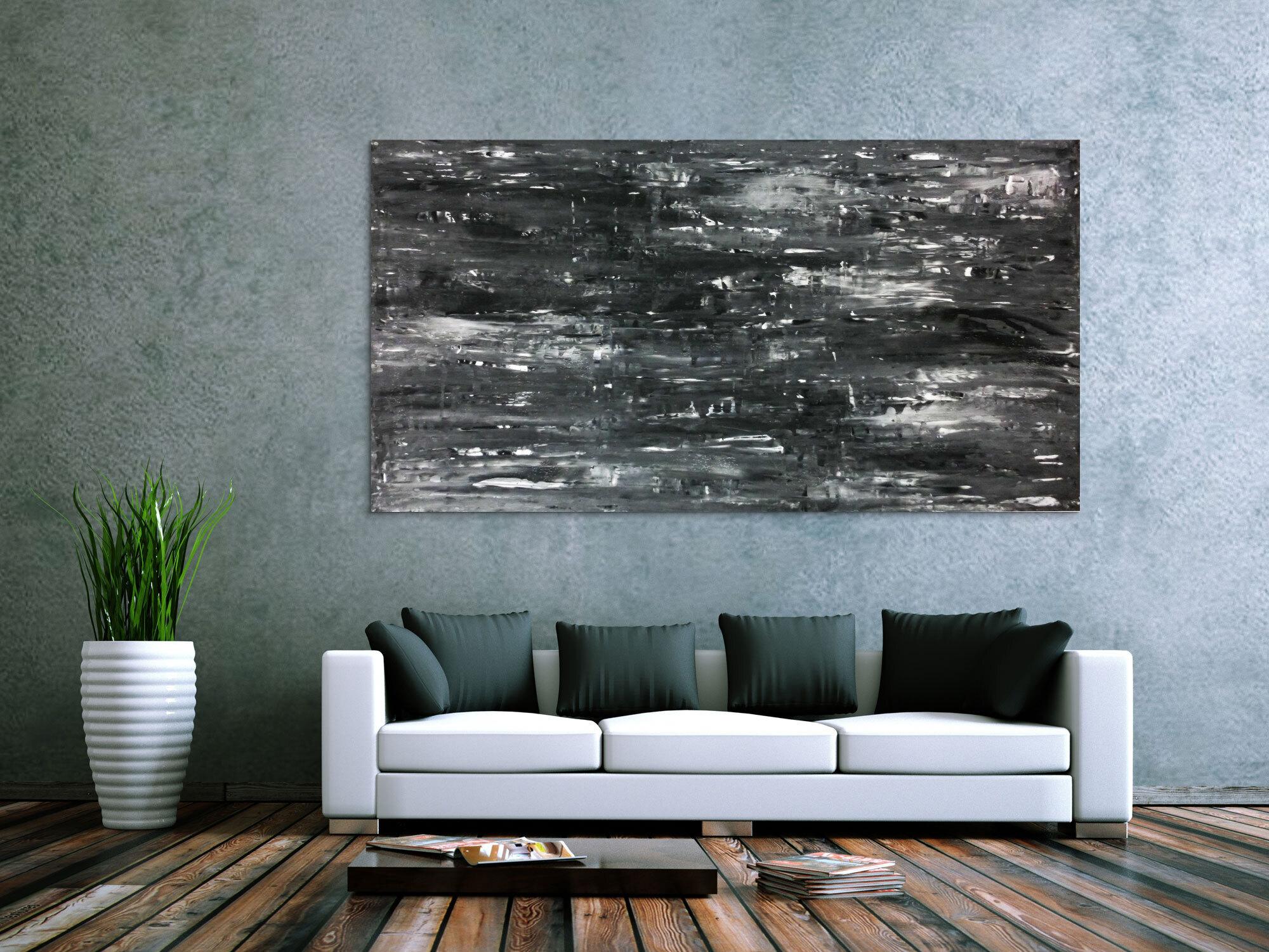 Schwarz weißes Acrylbild abstrakt