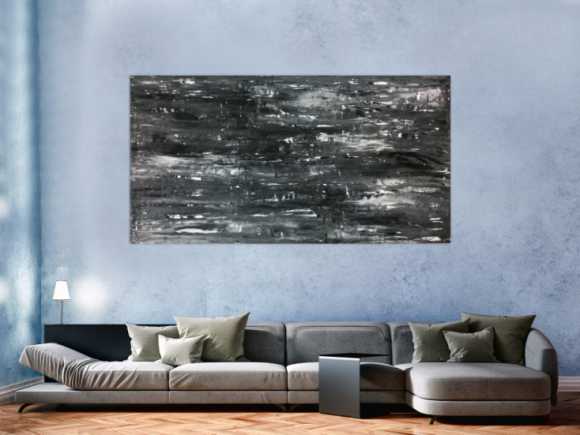 Schwarz weißes Acrylbild abstrakt