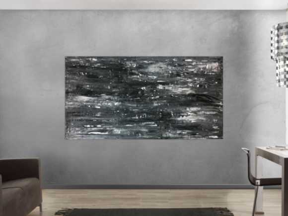 Schwarz weißes Acrylbild abstrakt