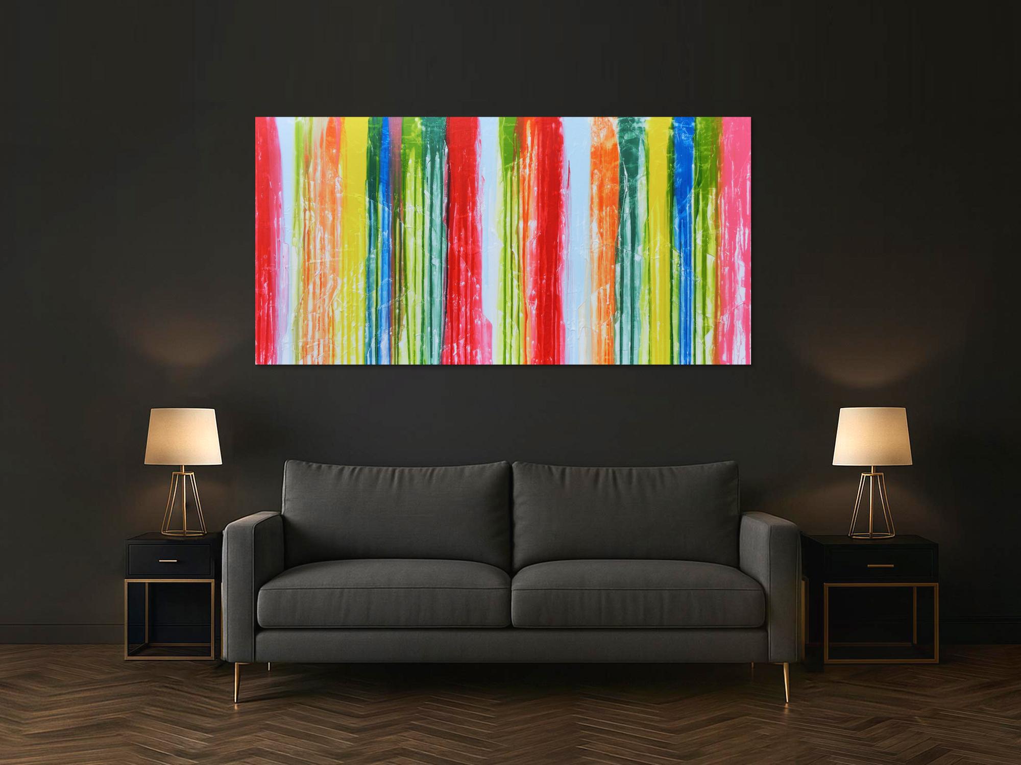 Abstraktes Acrylbild bunt modern viele Farben