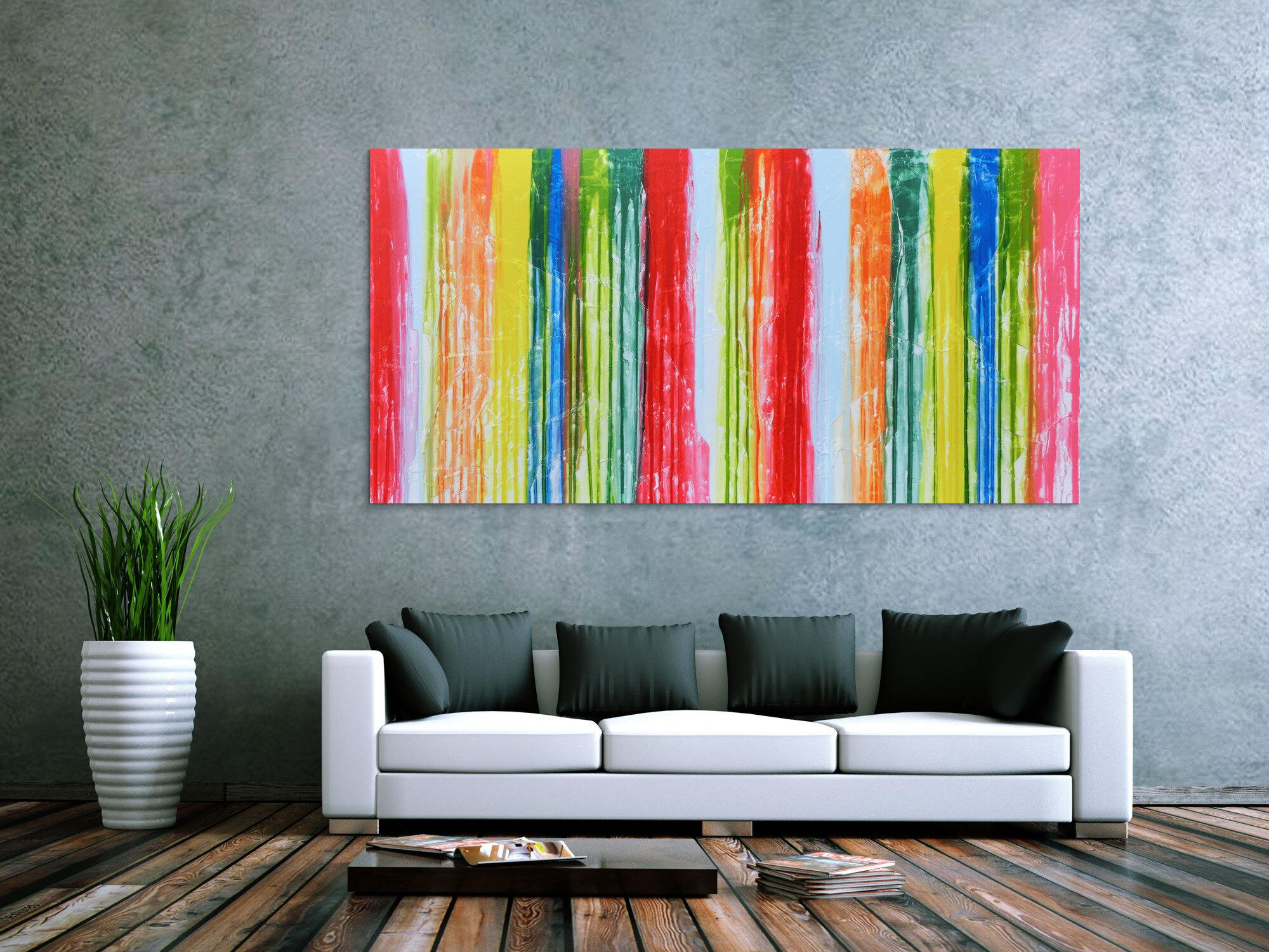 Abstraktes Acrylbild bunt modern viele Farben