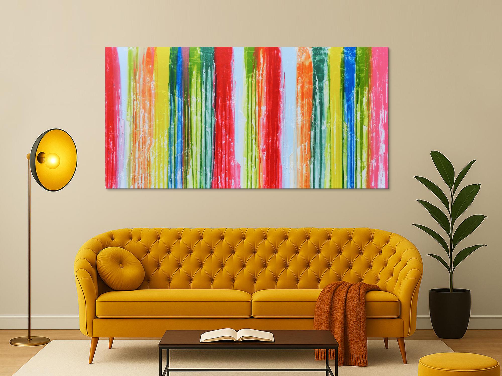 Abstraktes Acrylbild bunt modern viele Farben