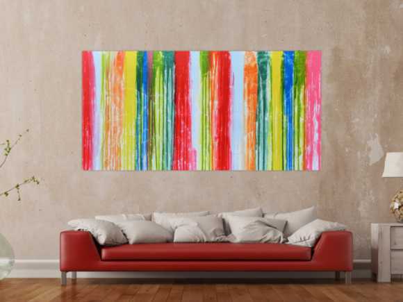 Abstraktes Acrylbild bunt modern viele Farben