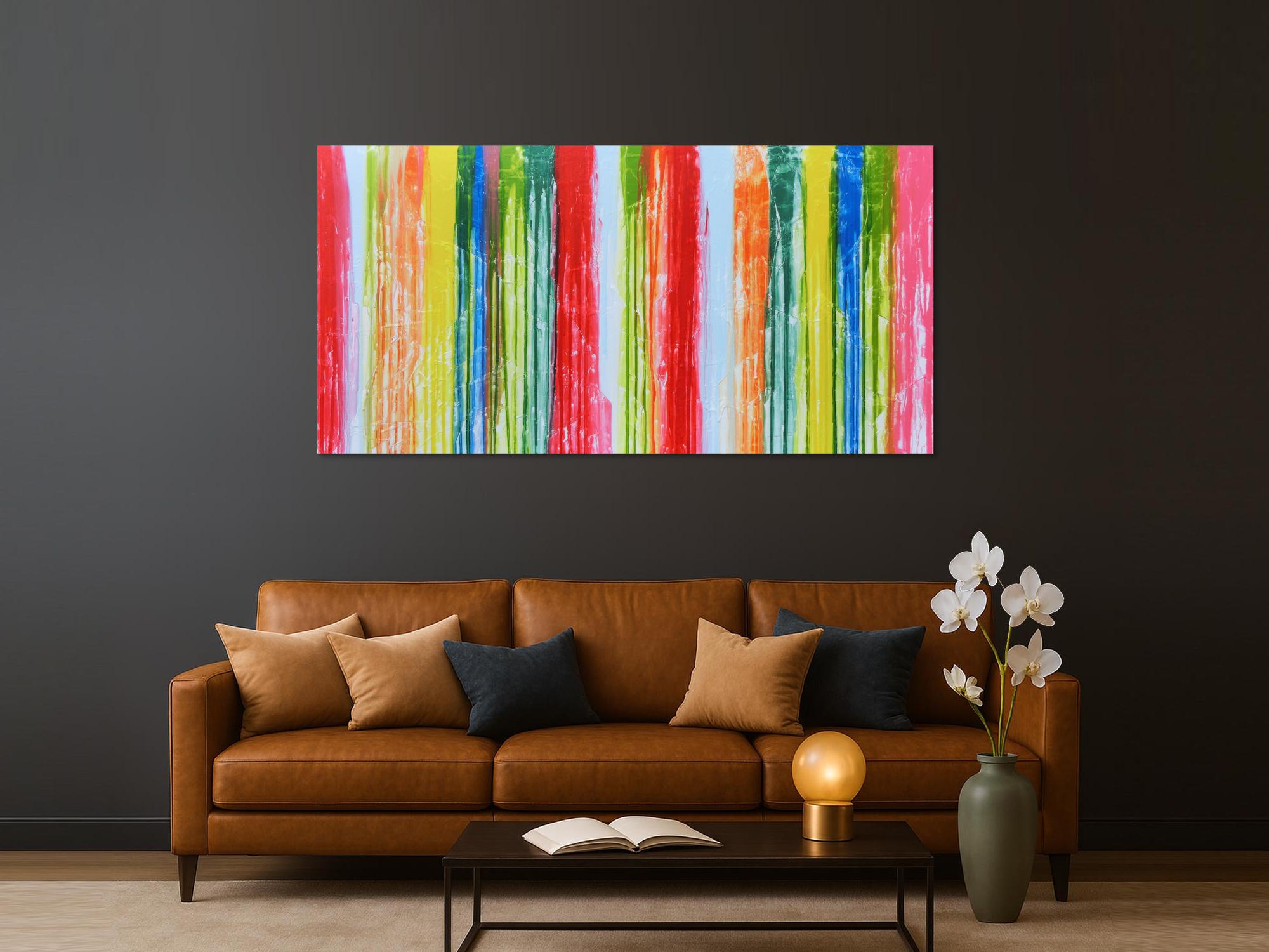 Abstraktes Acrylbild bunt modern viele Farben