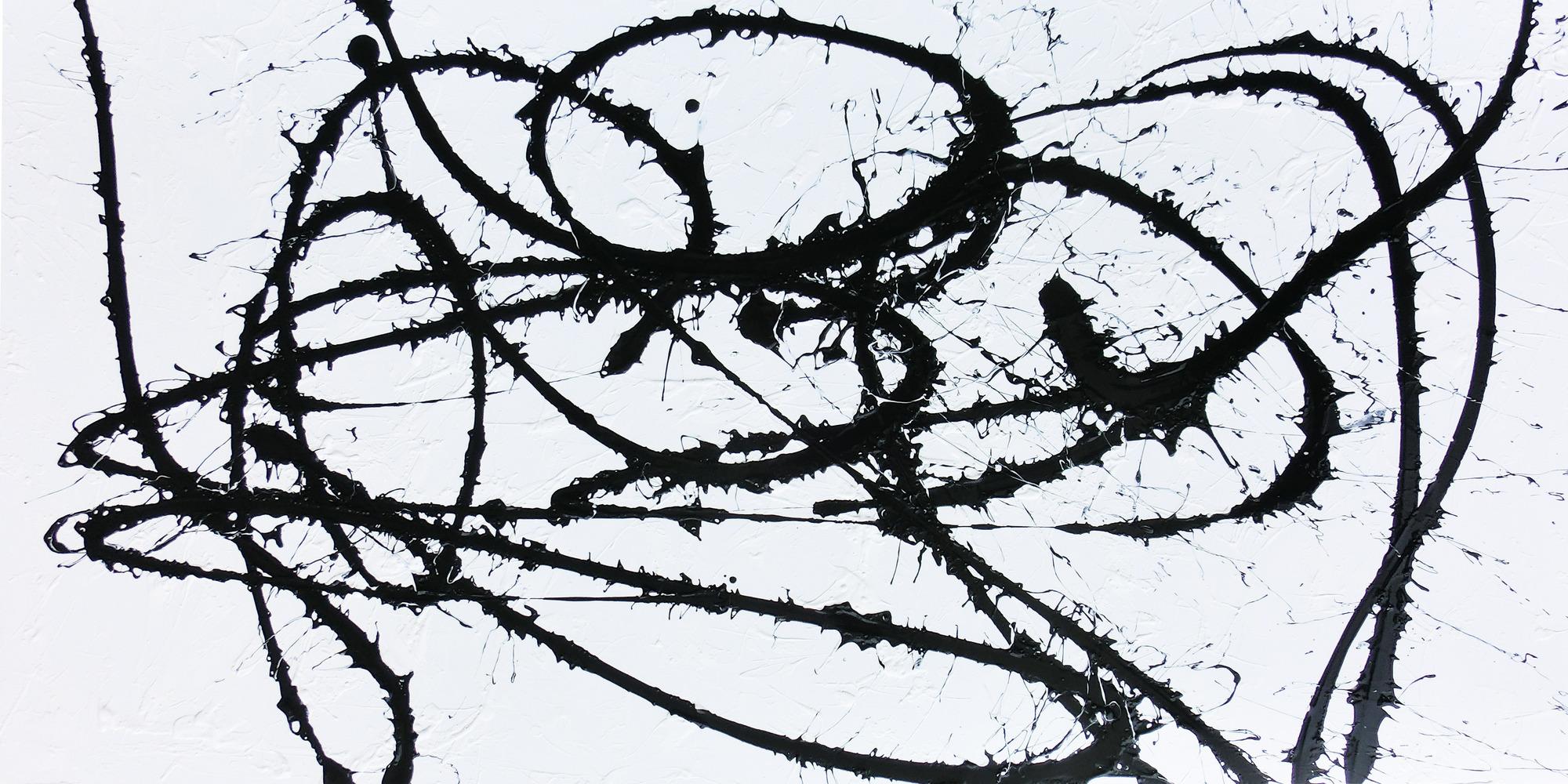 Abstraktes Actylbild minimalistisch schwarz weiß modern