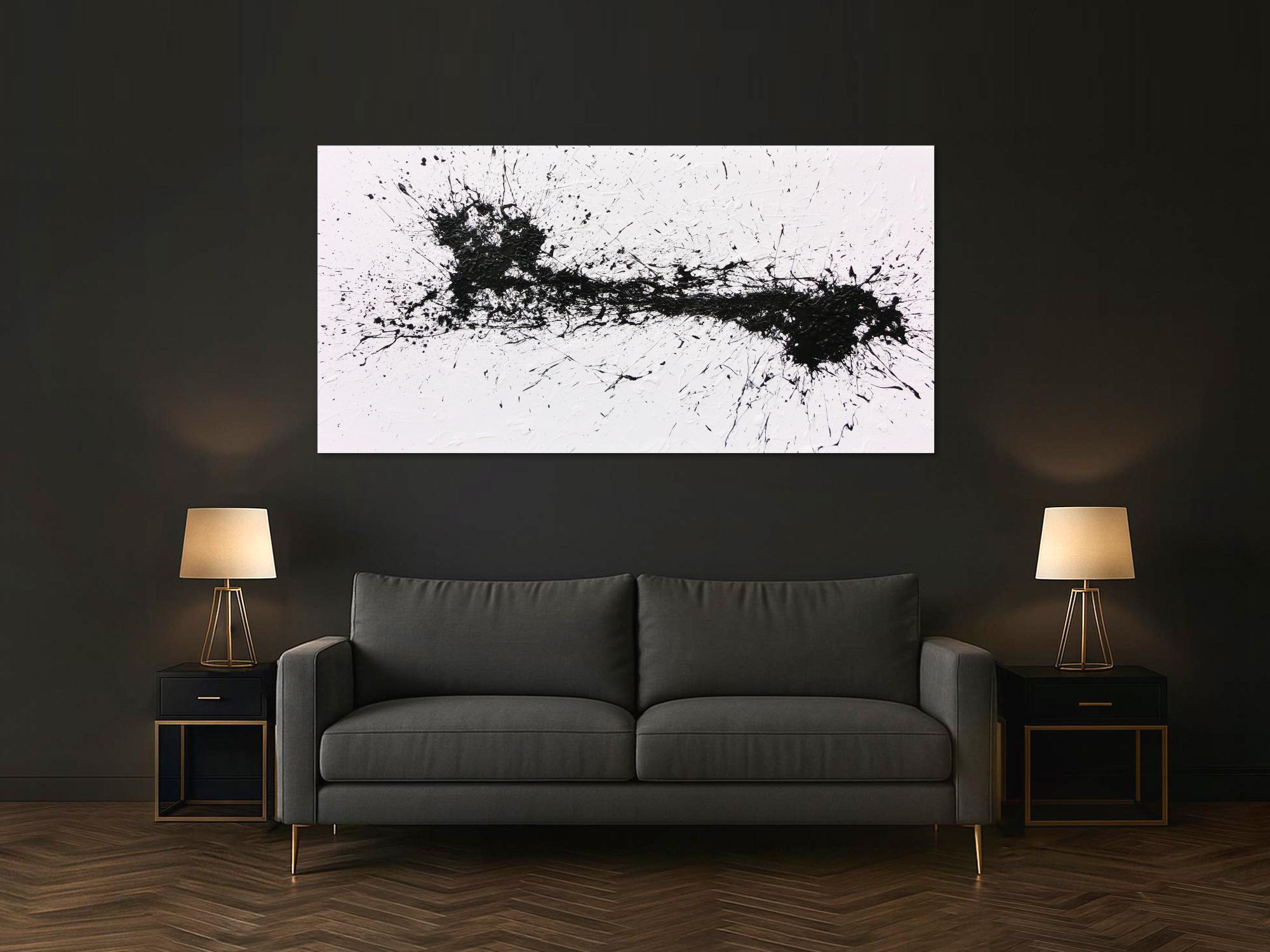 Minimalistisches Acrylbild schwarz weiß abstrakt modern