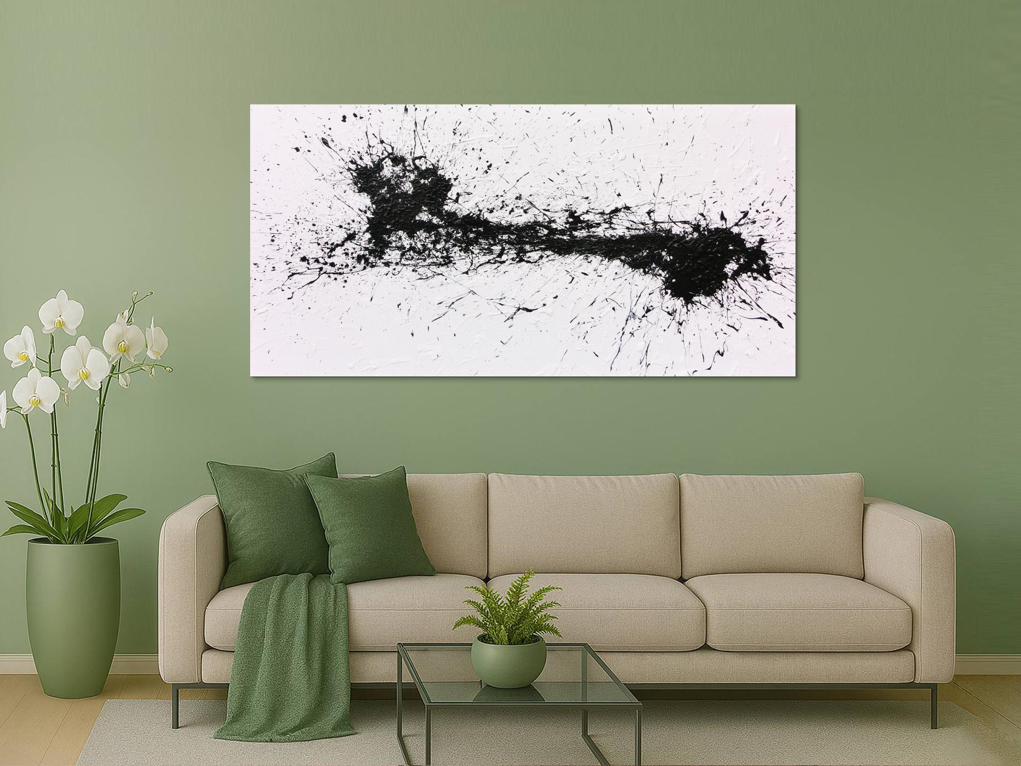 Minimalistisches Acrylbild schwarz weiß abstrakt modern