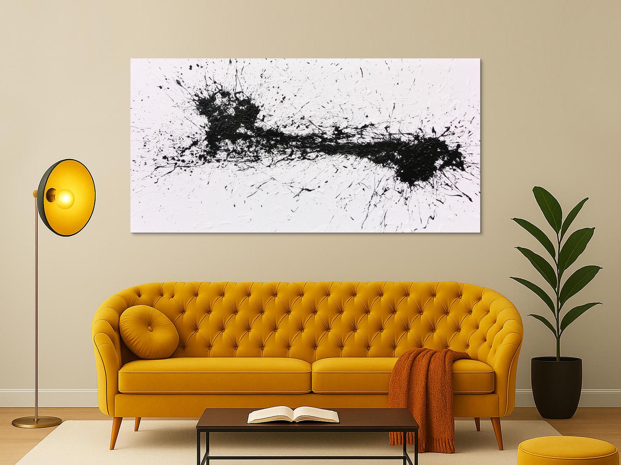 Minimalistisches Acrylbild schwarz weiß abstrakt modern