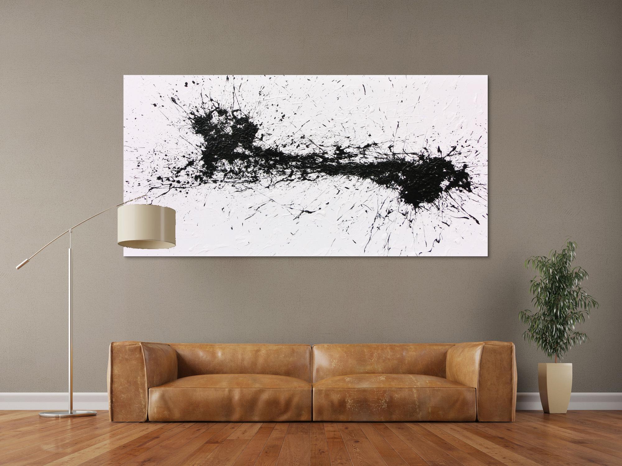 Minimalistisches Acrylbild schwarz weiß abstrakt modern