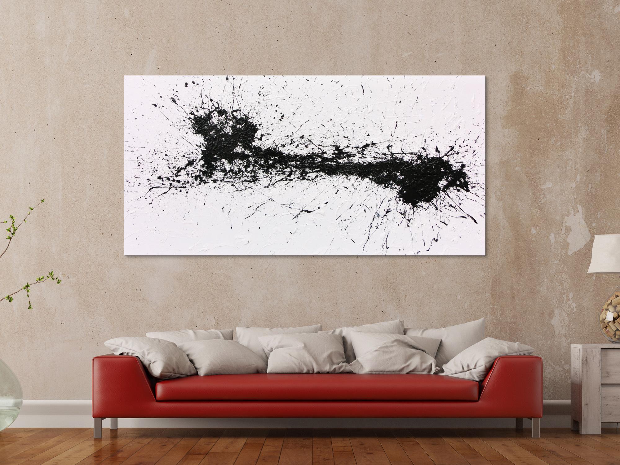 Minimalistisches Acrylbild schwarz weiß abstrakt modern