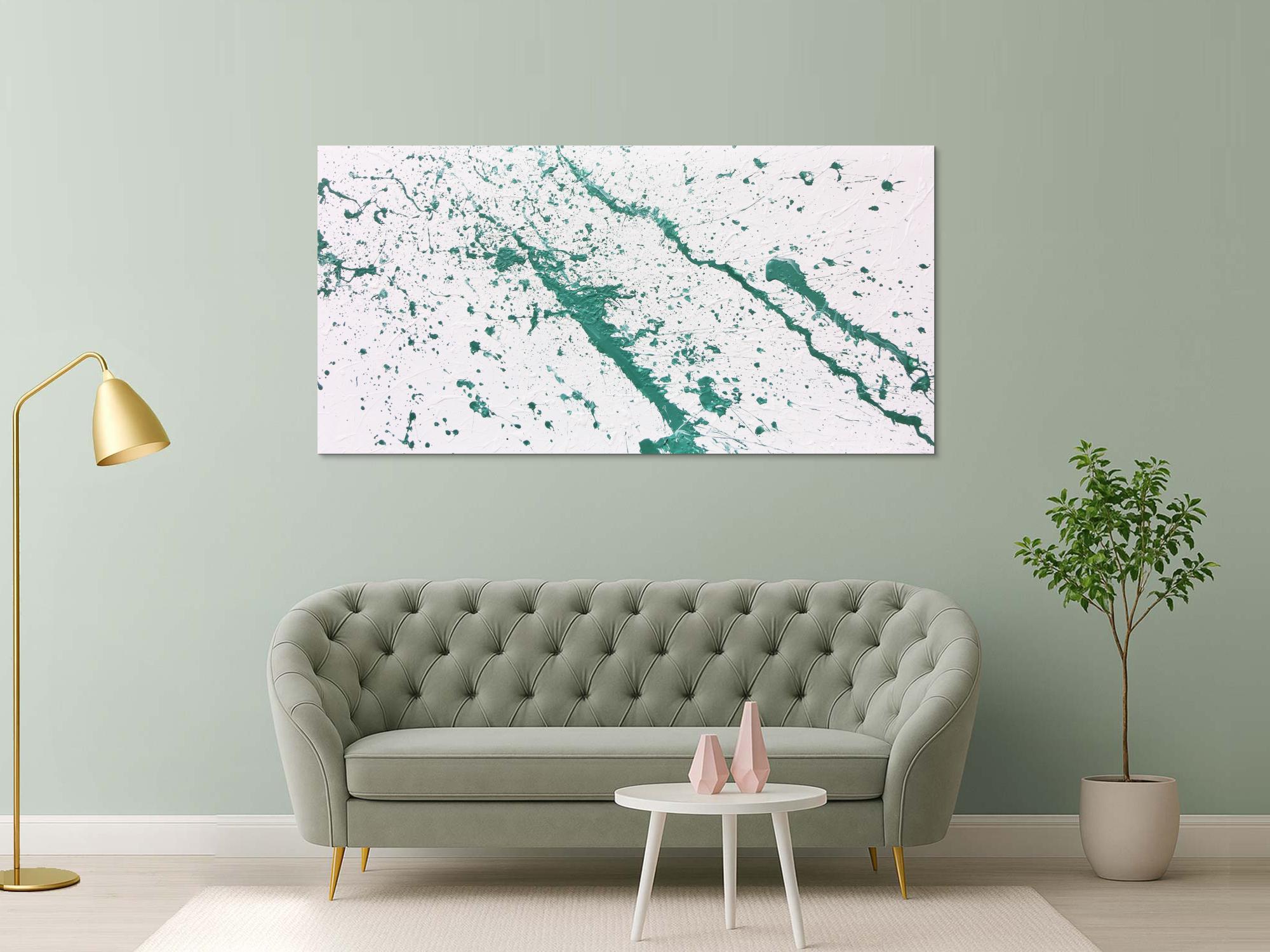 Abstraktes Acrylbild türkis modern minimalistisch