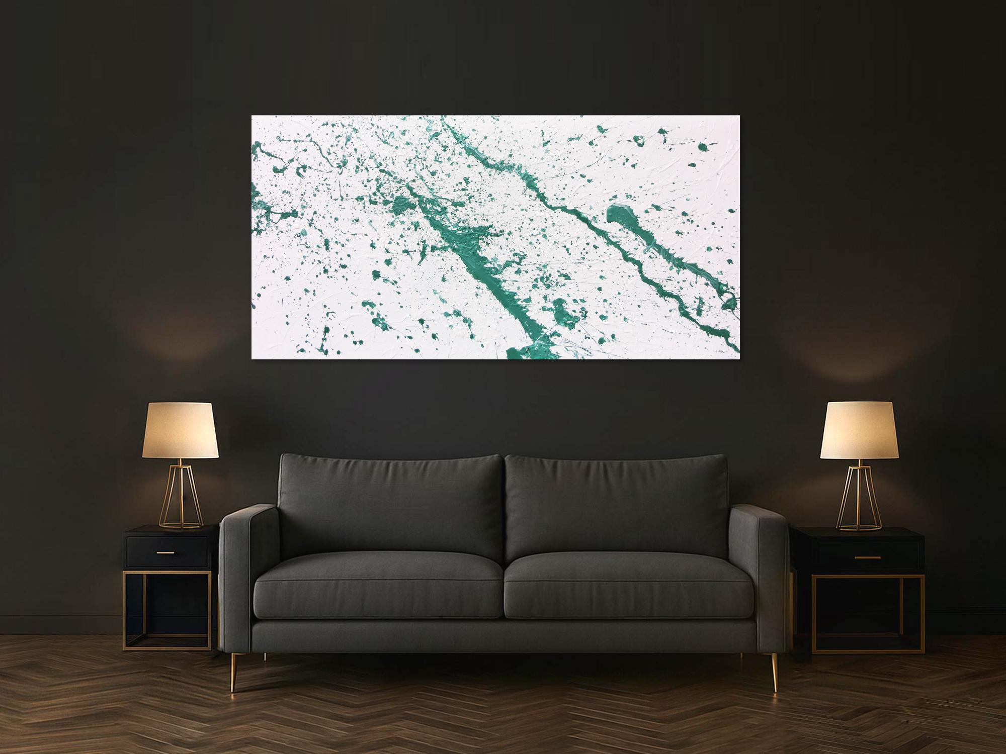 Abstraktes Acrylbild türkis modern minimalistisch