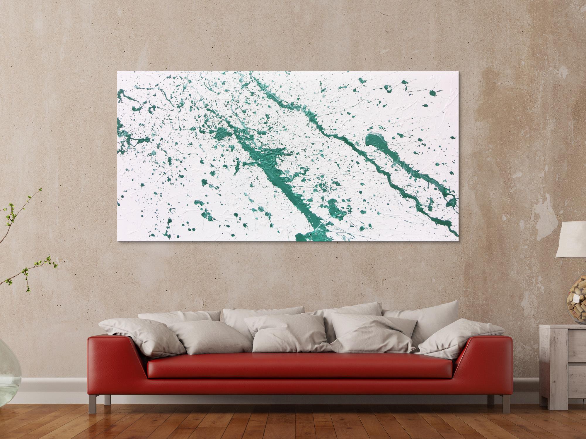 Abstraktes Acrylbild türkis modern minimalistisch