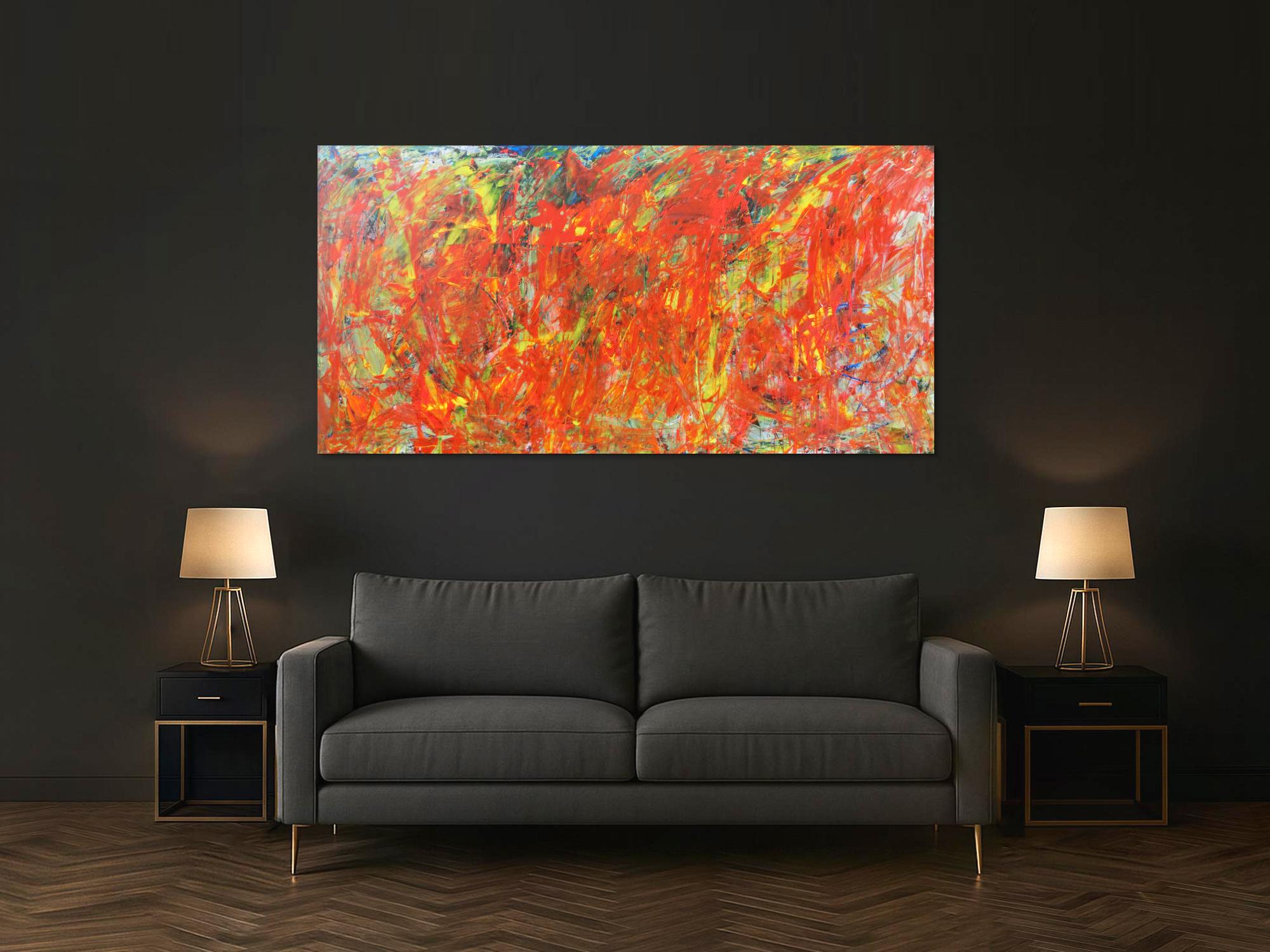 Abstraktes Acrylbild in orange und rot