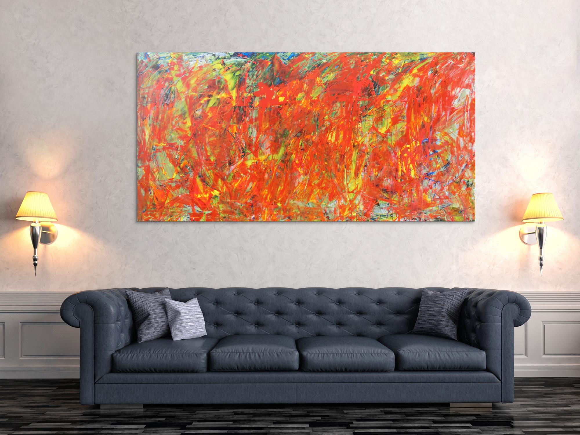 Abstraktes Acrylbild in orange und rot