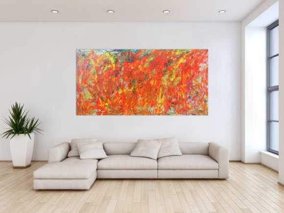 Abstraktes Acrylbild in orange und rot