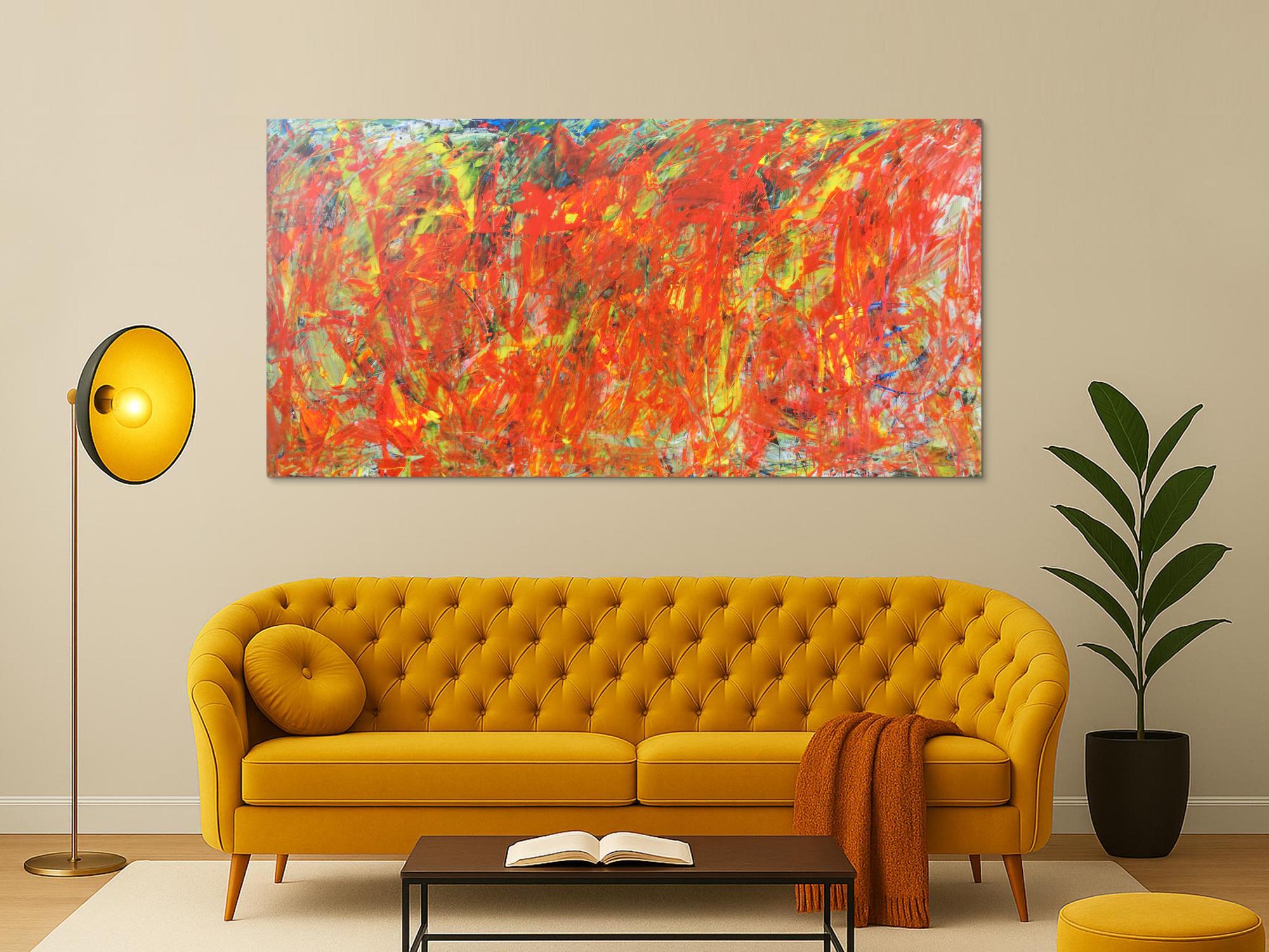 Abstraktes Acrylbild in orange und rot