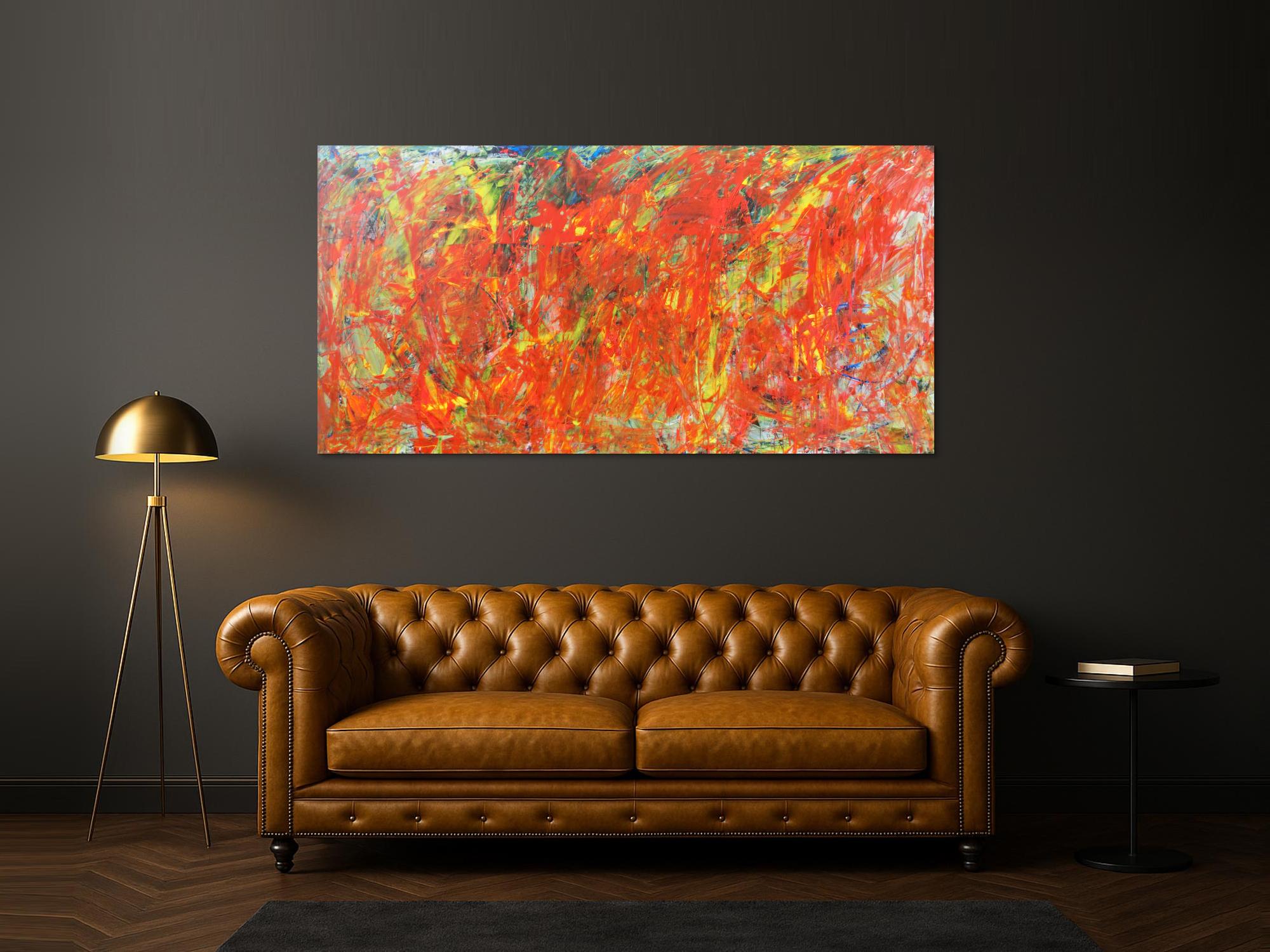 Abstraktes Acrylbild in orange und rot